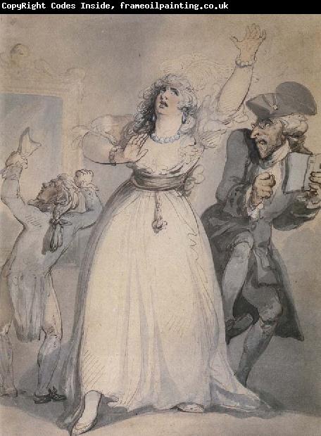 Thomas Rowlandson Mrs.Siddons,Old Kemble,and Henderson,Rehearsing in the Green Room